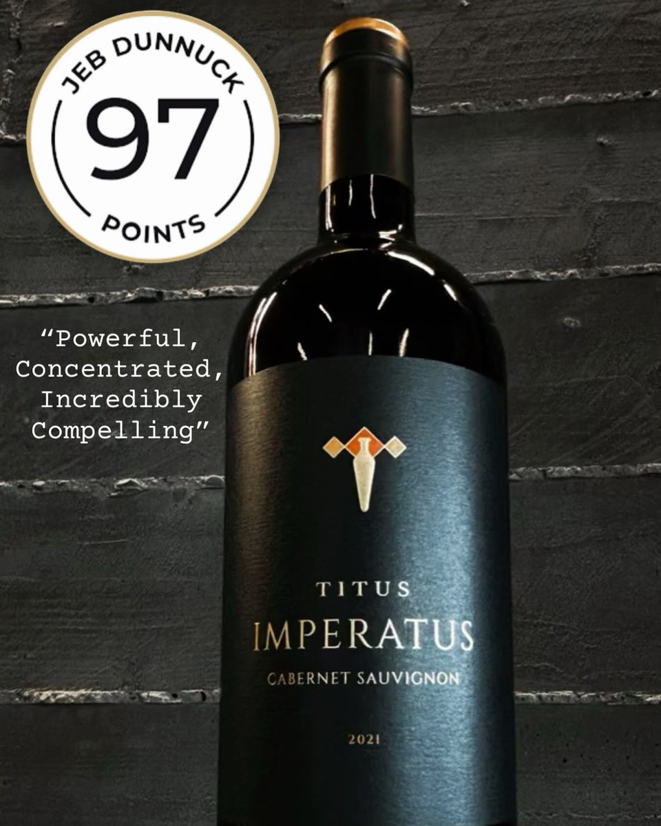 ASHNapa's tweet image. Starting the year strong- proud to announce Titus Vineyards 2021 Imperatus received a 97 rating from Jeb Dunnuck Congratulations to their #wine maker Stephen Cruzan &amp;amp; the amazing production team! 

Explore more!
titusvineyards.com/Our-Wines/Impe…

#napawine #97points #CabernetSauvignon