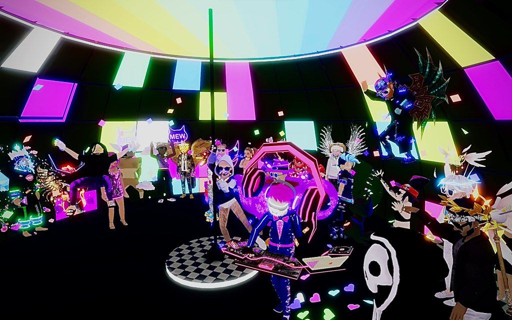 metadjai's tweet photo. Last night’s Metallusions™ - DCL Fridays: ‘Retro Dream’ was EPIC ❤️🔥
Our Disco Ball was filled with electrifying energy and passion 🪩
Shout out to our team, @ariscreatesnfts 🪄 @Crypt0M1notaur 🪩 @vtatveth 🎤 & #VTATV 🎥
#MetaverseDJ #Metaverse #DJ #VersatileDJ #VRDJ #AIDJ #VR #AI #Web3 #Decentraland #DCL #Music #VirtualParty #Party #Entertainment