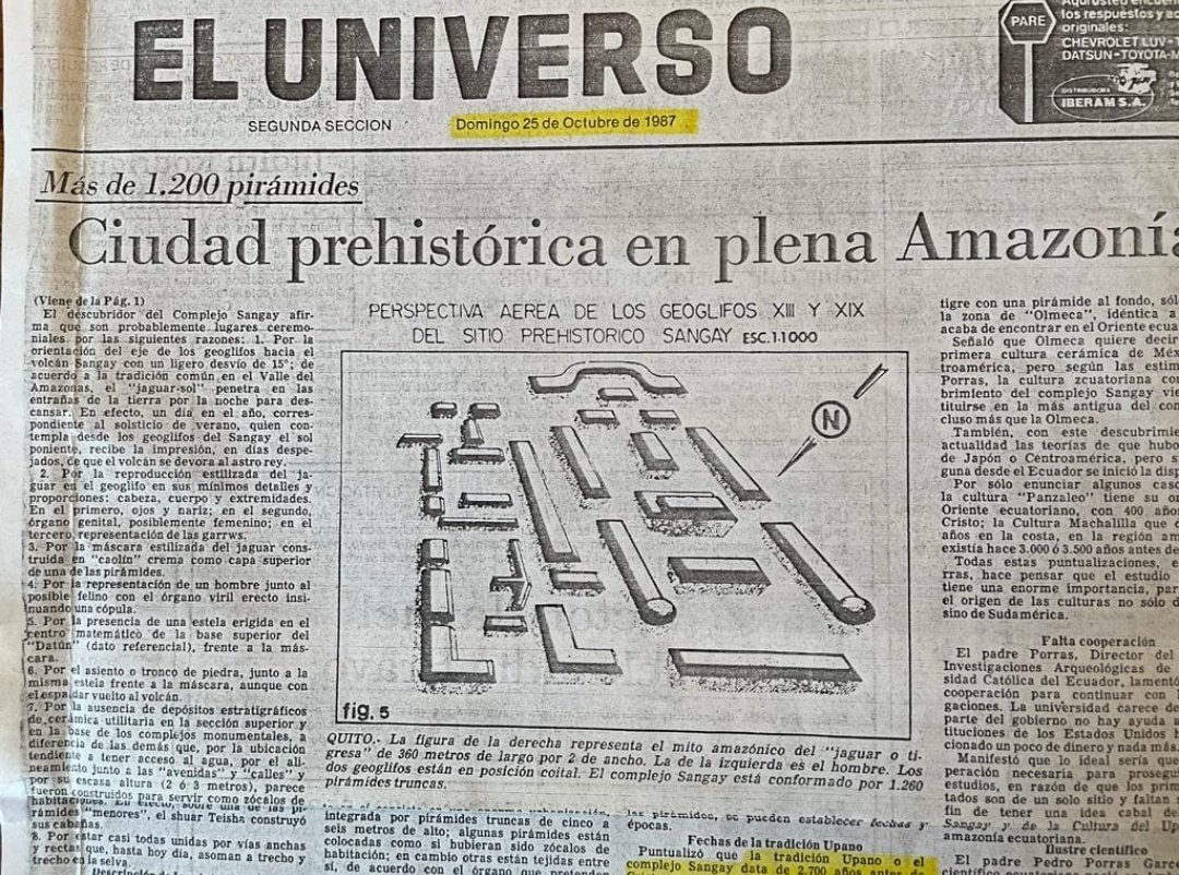 adeidelatorre's tweet photo. ¿Una ciudad de 100 000 habitantes en la cuenca del río Upano?

Ahora lo dice Science, pero poco de nuevo... 

El padre Porras en los 1980s ya había encontrado la «ciudad perdida». Siguieron varios proyectos y hasta la divulgación de esa cultura en textos escolares. ¿Entonces? https://t.co/atKLQzioyb