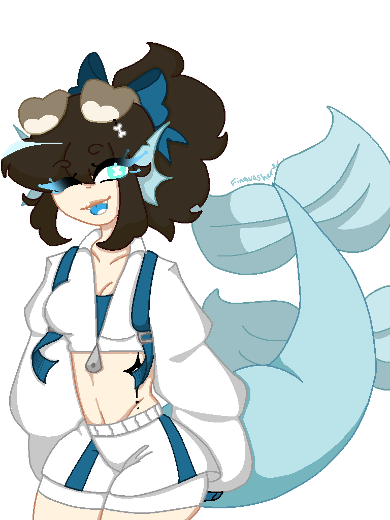 Finnsterwashere's tweet photo. @TiffanyGhostFox Here u goo!! (The brown haired dog fish character doesnt have a main outfit so u can choose her outfit.. go crazyy!!) https://t.co/DBhgWNFWl9