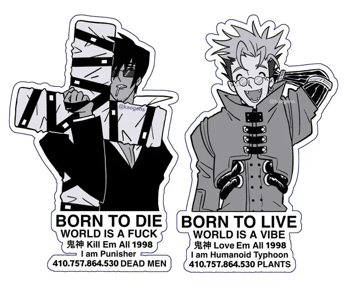 new sticker designs i'll have up on my shop very soon :3 #trigun 
