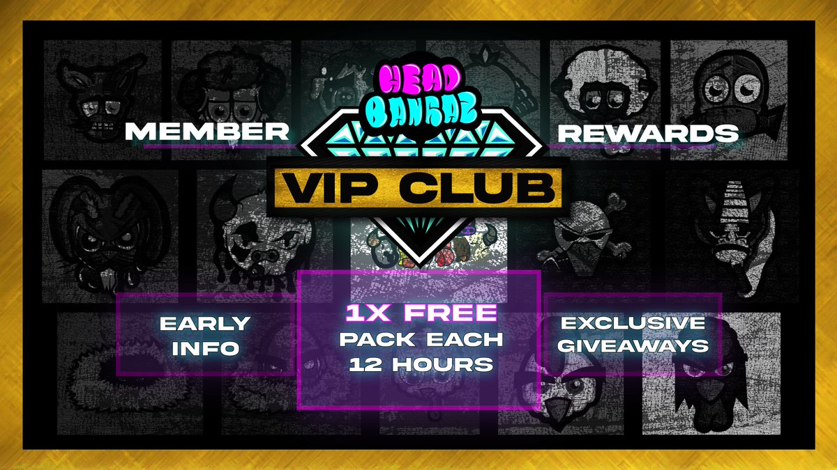 Head_Bangaz's tweet photo. Do you want to be a HeadBangaz VIP Member?

We're very excited to see how the community will react. Don't forget that 50% of the drop revenue will be shared among the community.

- 1st person who collects all the Farm Animals will get 10% for themself.

Thank you all! ❤️‍🔥 https://t.co/ACtR5AzKI3