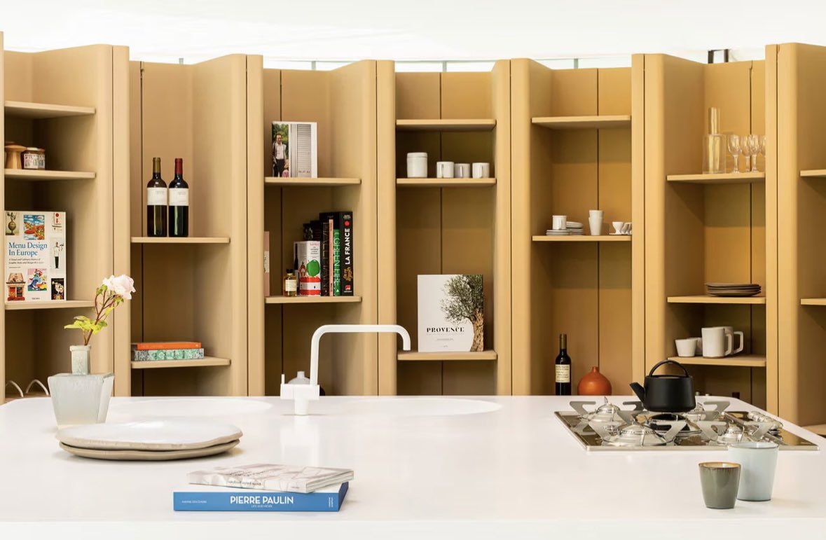 architext14's tweet photo. Pierre Paulin shelving as wall system. https://t.co/1VPBWnY64i