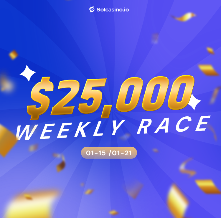 $25,000 PER WEEK?

Yes you heard that right! 
We are splitting $25,000 across TOP 100 players on Solcasino.io! 

Bigger the wager, bigger the reward!

Like + Retweet for a chance to be one of THREE people that will win $100 $USDC! 🎉