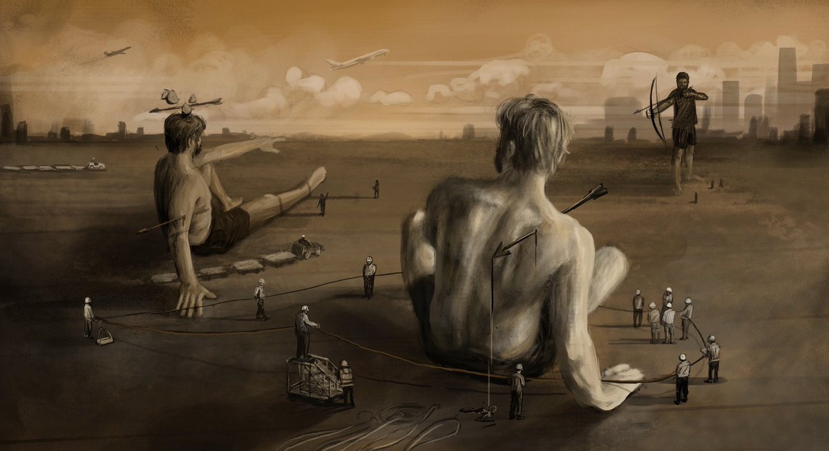 derekmaclellan's tweet photo. Working on a new digital piece. Getting close. 
- “Tarmac”

#visualart #digitalpainting #figurativeart #tarmac https://t.co/TKTILKTadh