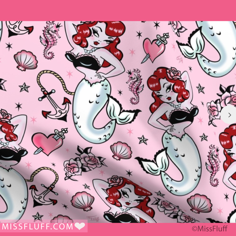 💖 Molly Mermaid on Pink 💖 is Now on Fabrics, Wallpaper, and lots of home decor, such as bedding, curtains and more in my Spoonflower shop! 💋

spoonflower.com/en/products/16…

#Mermaids #vintagevibes #spoonflowerdesigner #spoonflower #rockabillystyle #tattoostyle