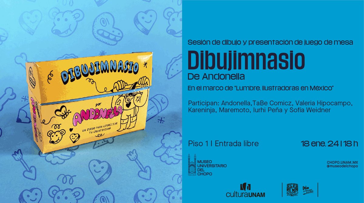 ¿Te gusta dibujar y divertirte?

¡No te puedes perder la presentación de 𝗗𝗶𝗯𝘂𝗷𝗶𝗺𝗻𝗮𝘀𝗶𝗼, un juego de mesa diseñado por <a href="/Andonella666/">Andonella</a> !

📅Jueves 18 de enero 2024, 18:00 horas.
Entrada libre. Cupo limitado 
(1/2)