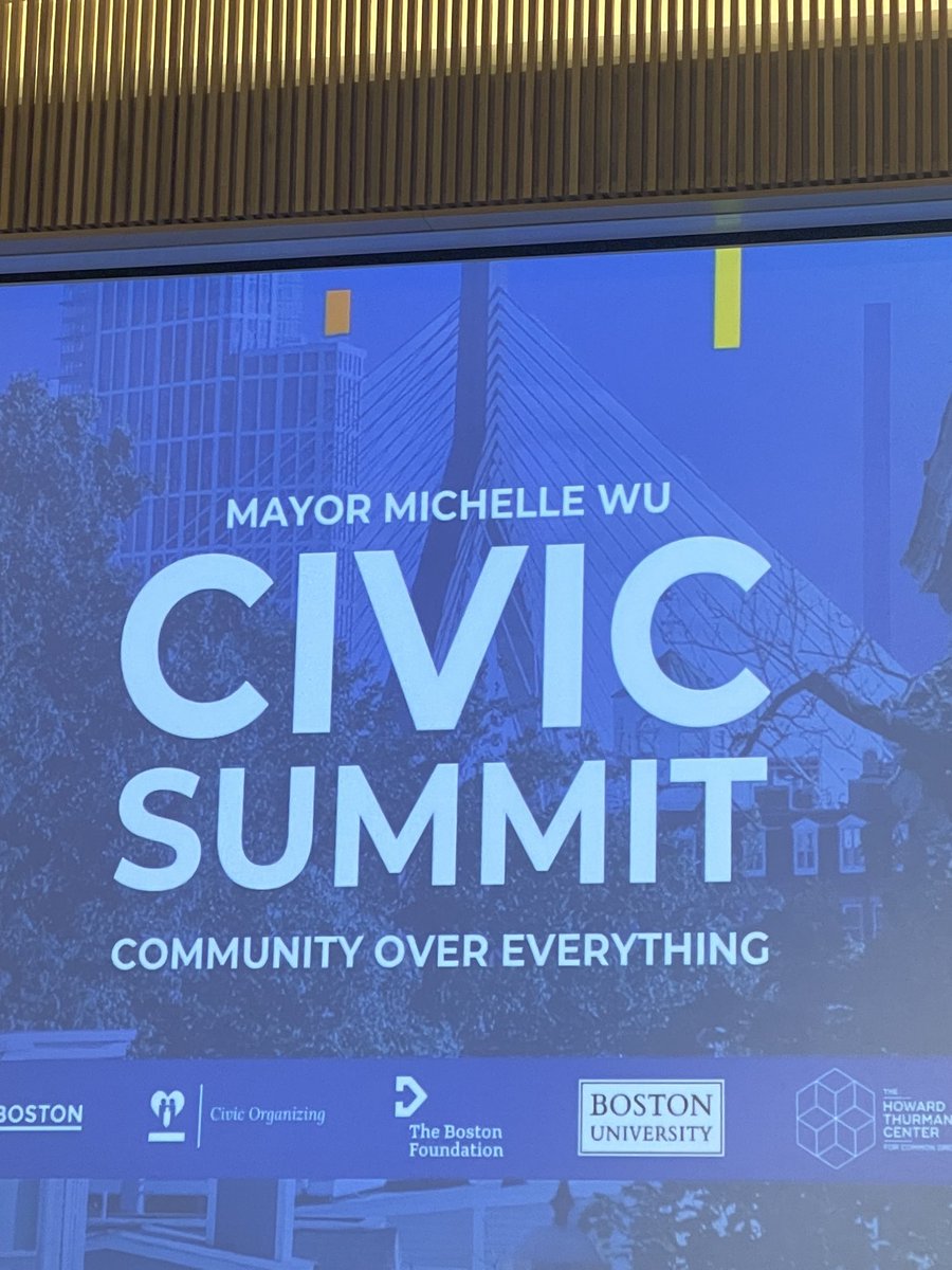 1st ever Civic Summit! Love ❤️ the framing - COMMUNITY OVER EVERYTHING. TY ⁦@BostonCivicOrg⁩ ⁦@MayorWu⁩ ⁦⁦@BU_Tweets⁩