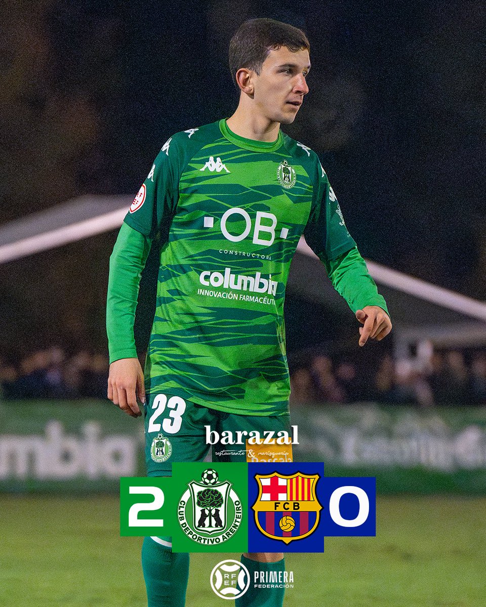 🔚 FINAAAAL NO ESPIÑEDO!

O Arenteiro vence ao Barça Atlètic por 2-0 grazas aos goles de Chacón e Cardero.

#ArenteiroBarçaAtlètic | #ACoraxeDeSoñar