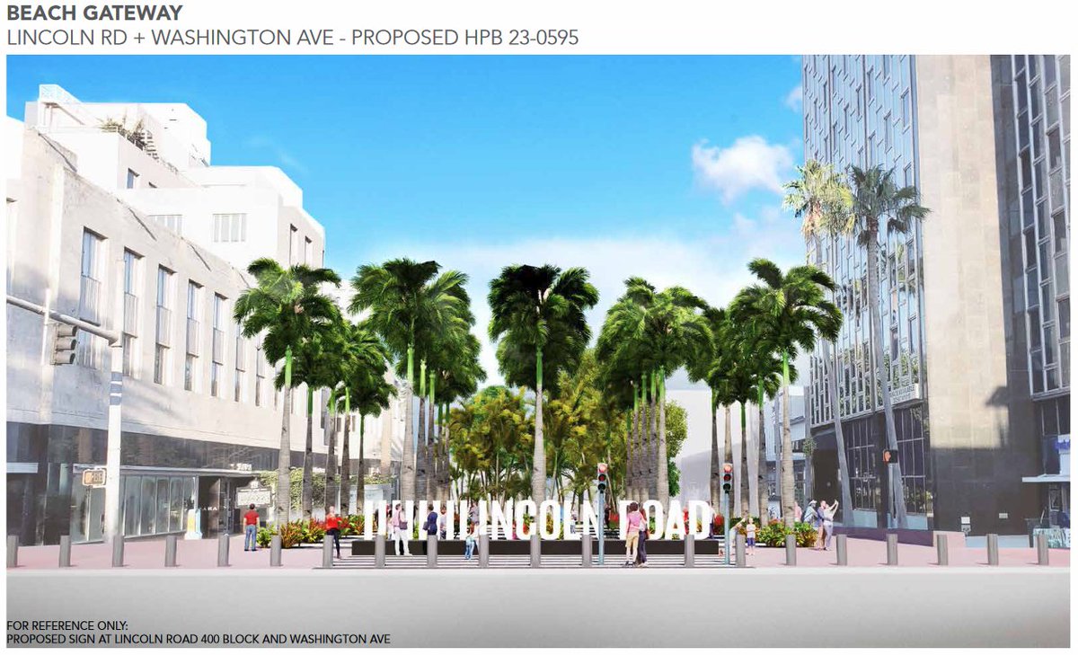 FloridianDev's tweet photo. 🧵Lincoln Road District Improvements - Miami Beach

To advance Lincoln Road improvements, a DRB submission has been filed to introduce anti-ram bollards and a "Lincoln Road" sign at the 1100 block &amp; Alton Road intersection.
Similar is proposed at the end of the strip.
#MBeach https://t.co/mAoyQYG1C3