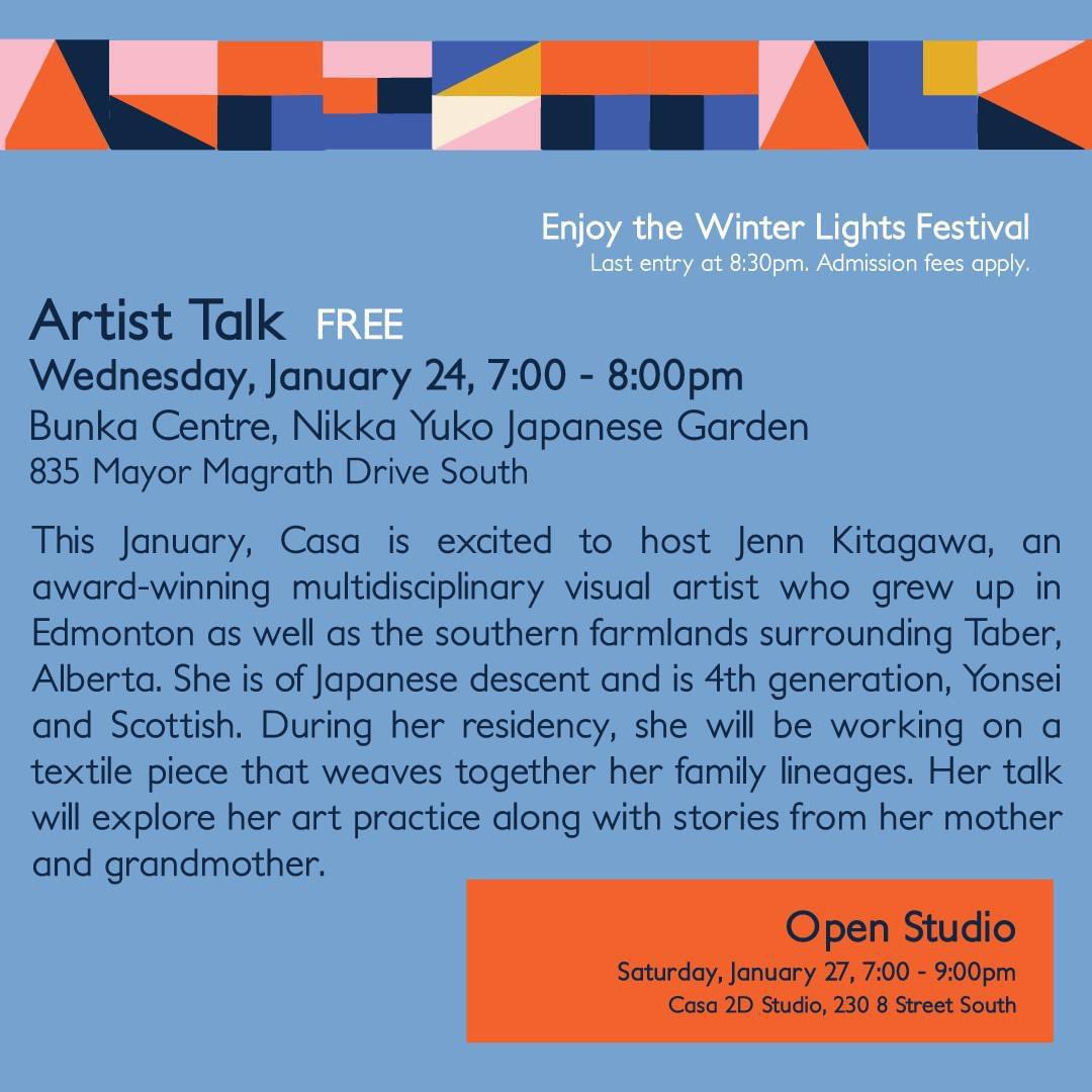 Join us on Jan 24 at 7pm for Jenn Kitagawa’s Artist Talk @nikkayuko. An award-winning visual artist, she will explore her art practice along with stories from her mother and grandmother within the context of her Japanese and Scottish ancestry. #OralHistory #NikkeiMemory