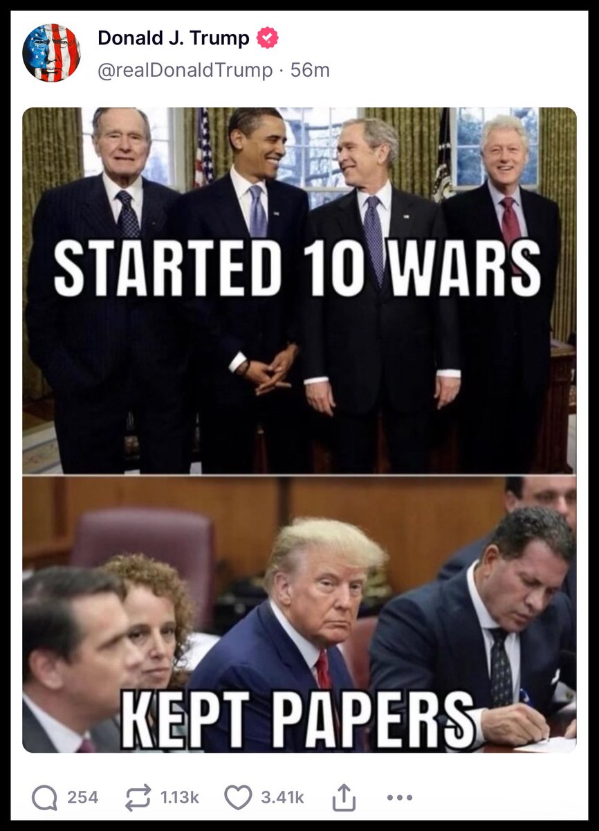 Trump posts meme confessing to a crime.