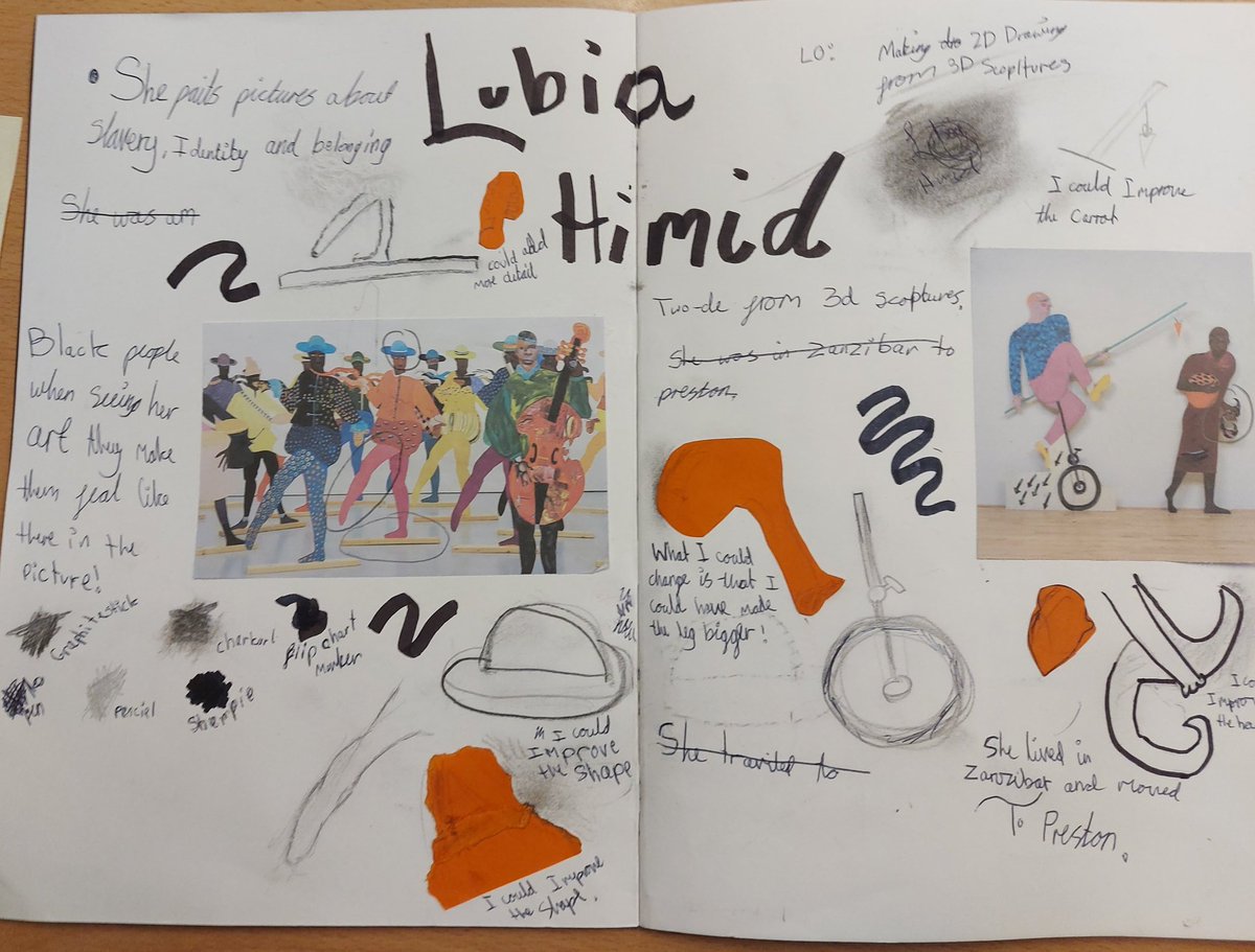 LEOacademyarts's tweet photo. Check out these vibrant, captivating artist studies created by the Year 6 children at @CCJacademy. They absolutely loved immersing themselves in the work of @1lubaina as part of their 2D Drawing to 3D Making project. @accessart #artiststudy #sketchbooks #primaryArt #Year6art https://t.co/N8flJnlzlW