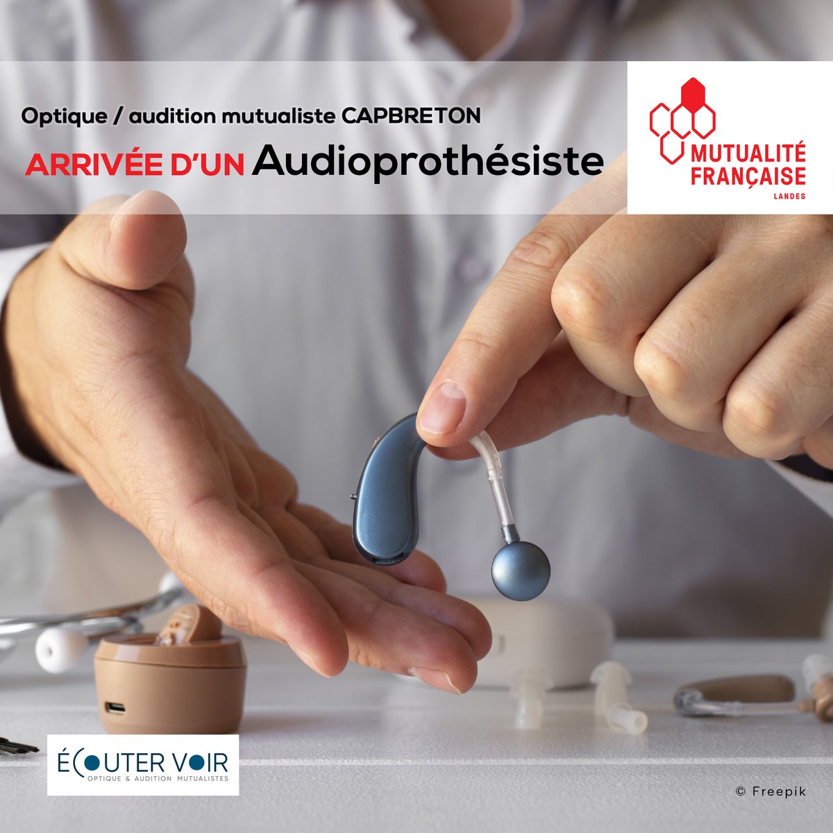 mfl40's tweet photo. Pour notre enseigne d' #optique et #audition #Mutualiste Écouter Voir située à #Capbtreton, nous avons le plaisir de vous annoncer #recrutement d'un AUDIOPROTHÉSISTE 🦻
Nous vous attendons au 6 rue des résiniers 
👉 https://t.co/qS28MN0ndh
#audtion #soinsaudition #audioprothese https://t.co/tovLBzPghS