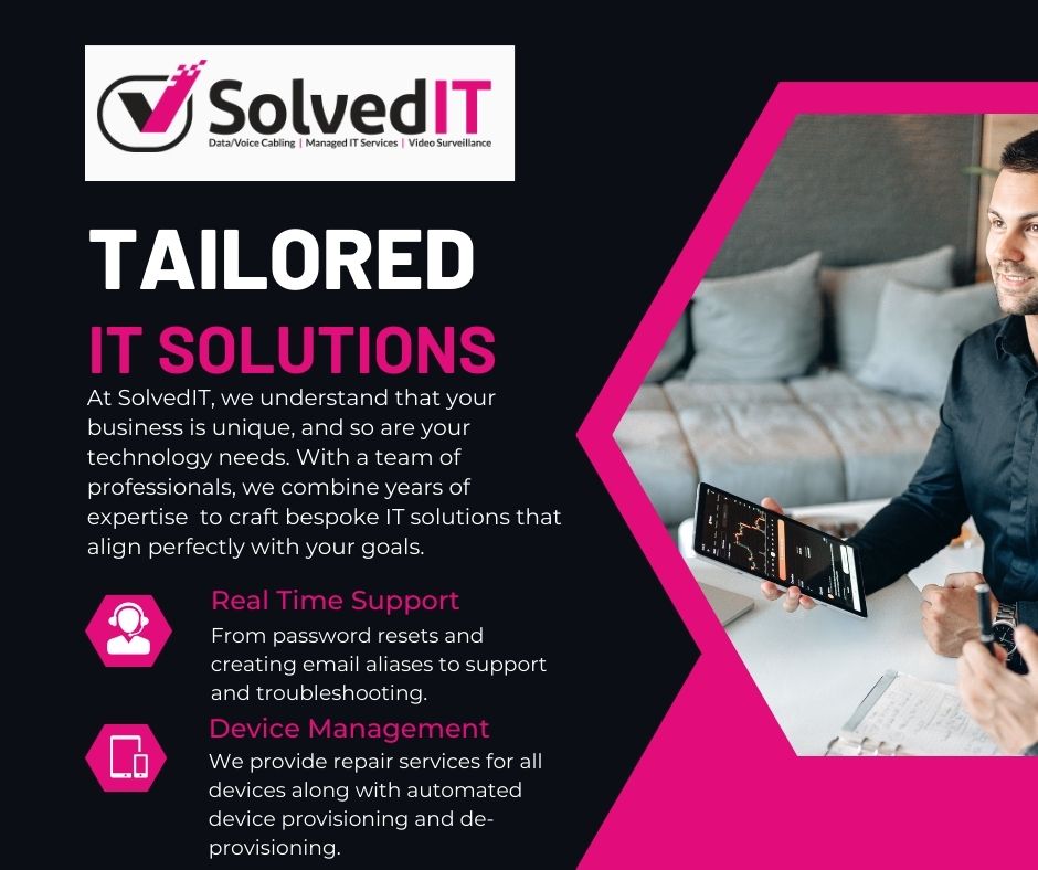 'Our tailored IT solutions are crafted to fit your unique needs, driving efficiency and innovation to propel your business forward.'

#TailoredIT #CustomSolutions #TechInnovation #BusinessExcellence #ITConsulting #InnovateWithUs'