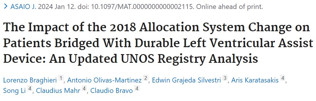 The🫀transplant allocation system was changed to prioritize the most unstable pts. Uncomplicated LVAD pts were placed in lower priority status. Here we present the most updated outcomes from the UNOS database <a href="/lisong2003/">Song Li</a> <a href="/DrClaudiusMahr/">Dr. Claudius Mahr, FACC, FESC, FRSM</a>  #ClaudioBravo <a href="/Mud_Fud/">Richard M. Wardrop III, MD, PhD, MACP, SFHM, FAAP</a> <a href="/asaiojournal/">asaiojournal</a>