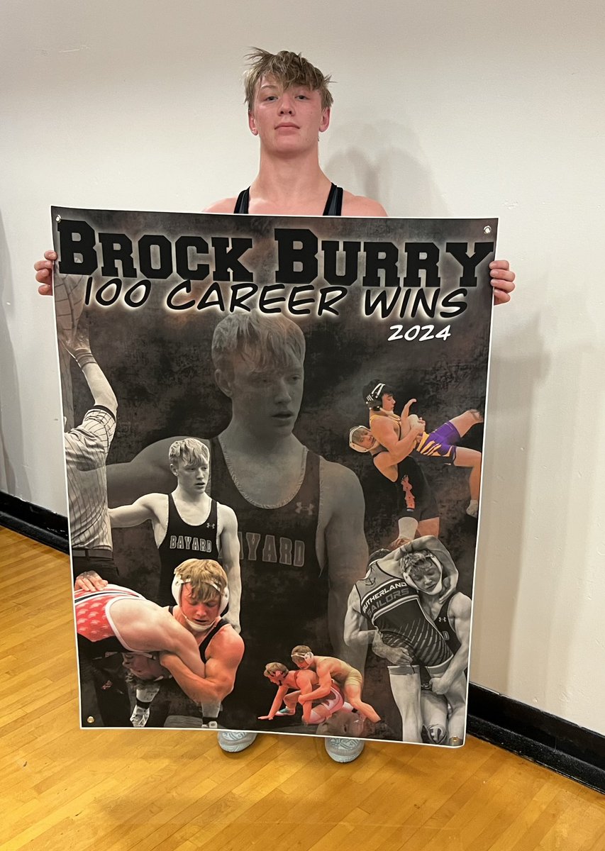 barker_mom's tweet photo. Congratulations to Brock Burry on earning his 100th win during his high school career!  @BayardTigers https://t.co/WnCh0Vffm9