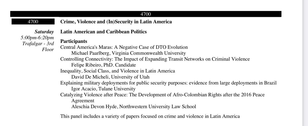 If you’re in NOLA for #SPSA2024 check out our panel on crime and insecurity in Latin America: