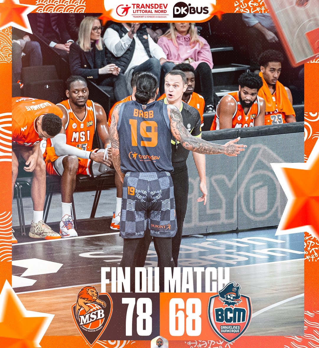 BCMBasket's tweet photo. #MSBBCM I FIN DU MATCH.🧡
Au terme d’une rencontre disputée, le BCM s’incline face au MSB pour la première de l’année en championnat..❌
Rendez-vous le samedi 20 Janvier sur le parquet de Calypso, à Calais, pour la réception de Nanterre 92 !
#TousBCM https://t.co/0aT4Ul0Dbh