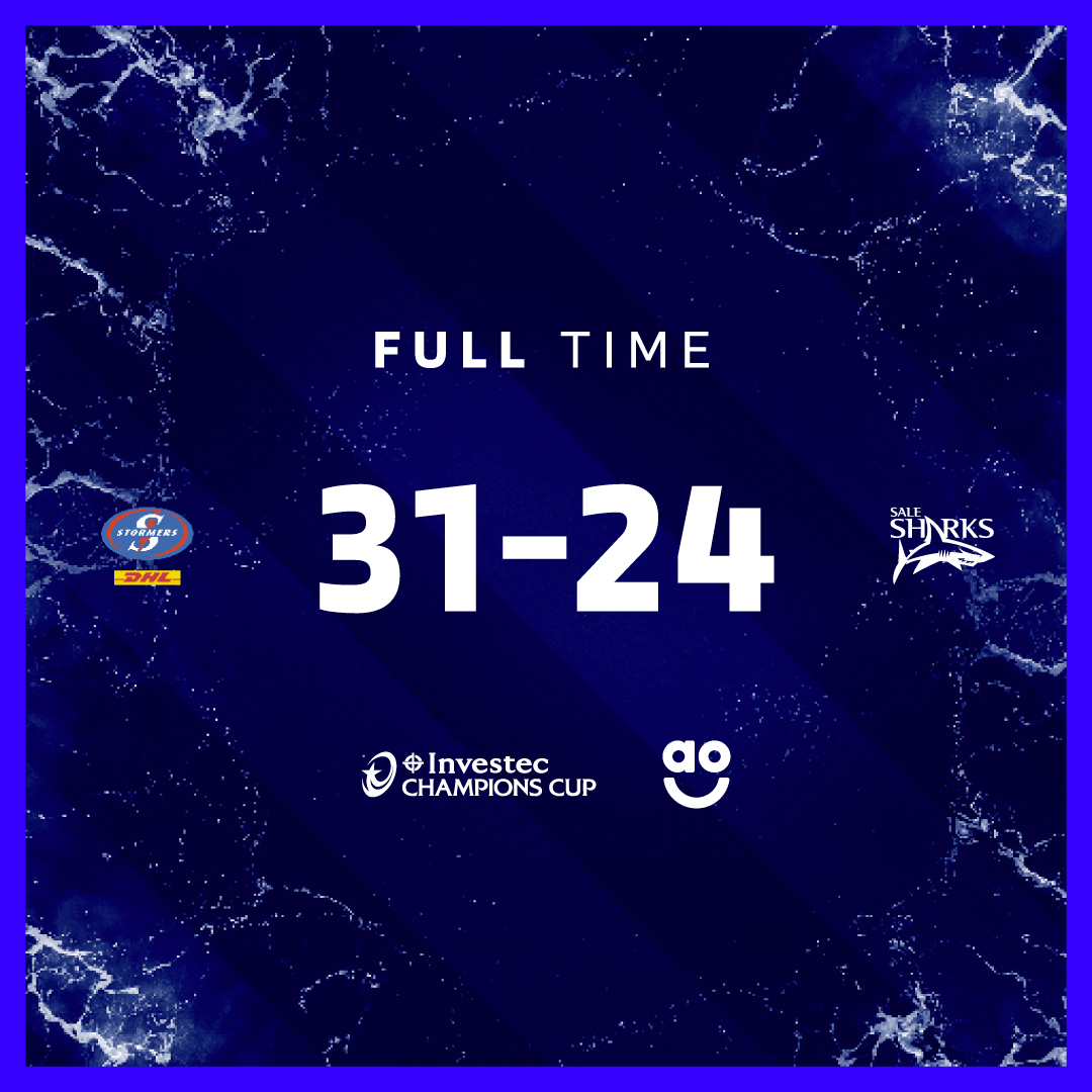 𝗙𝗨𝗟𝗟-𝗧𝗜𝗠𝗘 | ⛈️ 31 - 24 🦈 Not our night in cape town despite a resilient fightback. ☹️ The boys go home with a losing bonus point that could be vital to our qualification chances. 🙏 #STOvSAL | @ChampionsCup