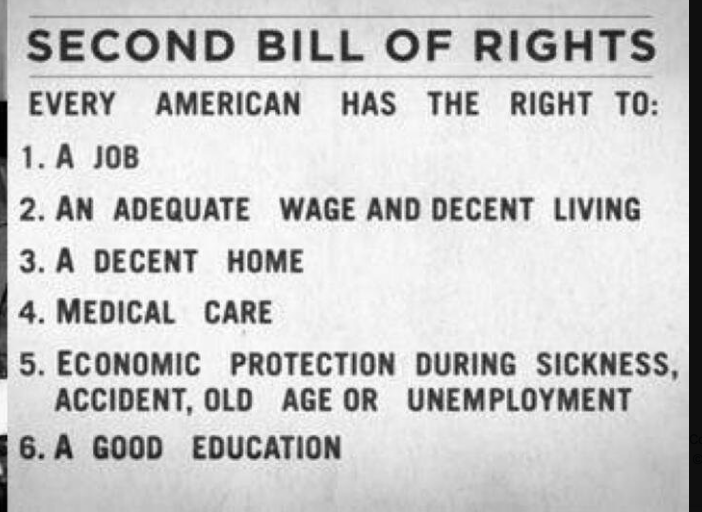 GunnelsWarren's tweet photo. Until we fulfill FDR's vision spelled out 80 years ago in his economic bill of rights far too many Americans will go without adequate jobs, wages, healthcare, housing, education &amp; retirement security. This should not be a radical concept in the richest country in world history. https://t.co/SZEIiQfiAV