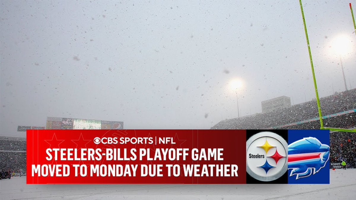 Steelers-Bills Wild Card matchup moved to Monday at 4:30 PM ET due to weather youtube.com/watch?v=YDbsyu… #Steelers