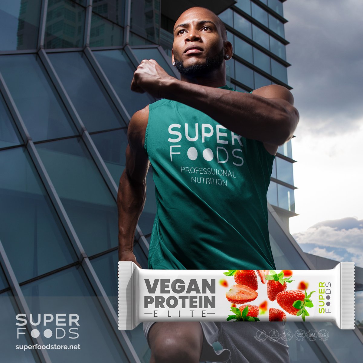 ✨ SUPERFOODS VEGAN PROTEIN Elite - Strawberry Flavored Vegan Protein Bar ✨ 🍓 Experience a new dimension of flavor with our most delicious vegan protein bar yet! Infused with the taste of strawberries and made from the finest quality ingredients, every bite lets you feel the