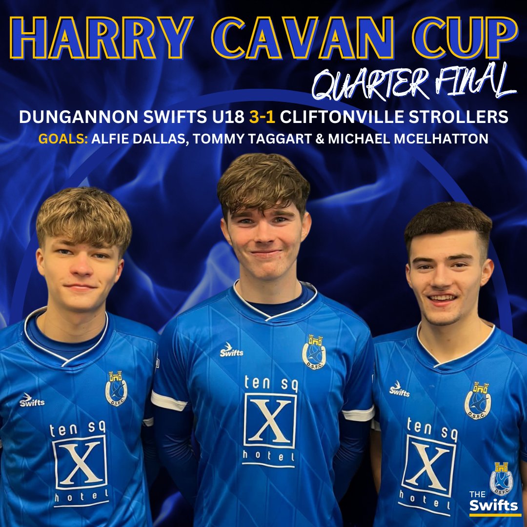 DgnSwifts's tweet photo. 𝗛𝗔𝗥𝗥𝗬 𝗖𝗔𝗩𝗔𝗡 𝗖𝗨𝗣 𝗤𝗨𝗔𝗥𝗧𝗘𝗥 𝗙𝗜𝗡𝗔𝗟 𝗪𝗜𝗡𝗡𝗘𝗥𝗦 🥳💙⚽️

Congratulations to our U18 squad who defeated Cliftonville in the Harry Cavan Cup QF today. 

What a SUPER result boys. Well done! 💙💙💙
 
#UTS #HarryCavanCup #Winning https://t.co/Hudlx5lrRb