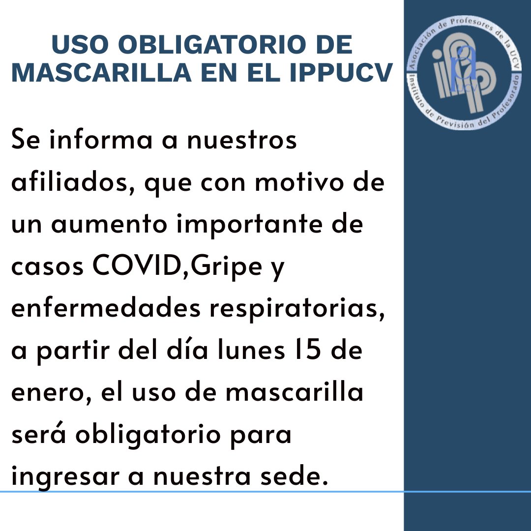 APUCV's tweet photo. 🚨 ATENCIÓN 🚨
Información importante para nuestros agremiados.

#UCV #Profesores #IPPUCV #MedidasPreventivas https://t.co/L6BTWcPDx7