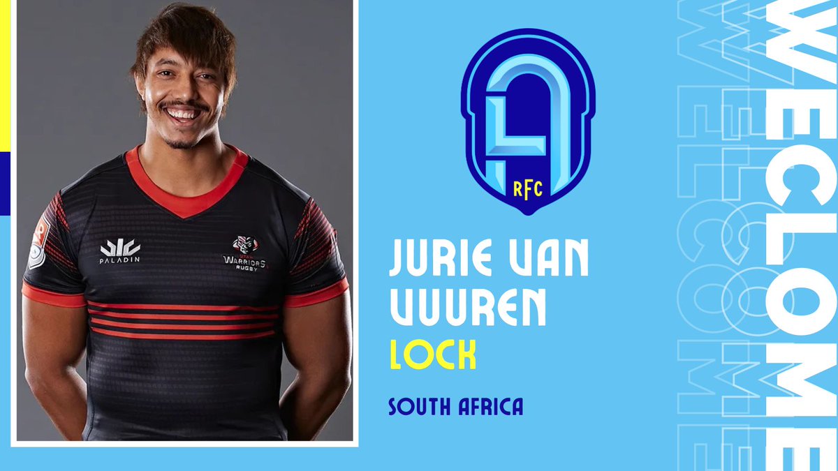 Let's go, Jurie! 🔥

Originally from South Africa, Jurie Van Vurren attended the Western Province Rugby Institute, and has since built an impressive rugby career. Playing for @MatiesRugby , Stormers, Western Province & Tel Aviv Heat to name a few. He now joins RFCLA in 2024!