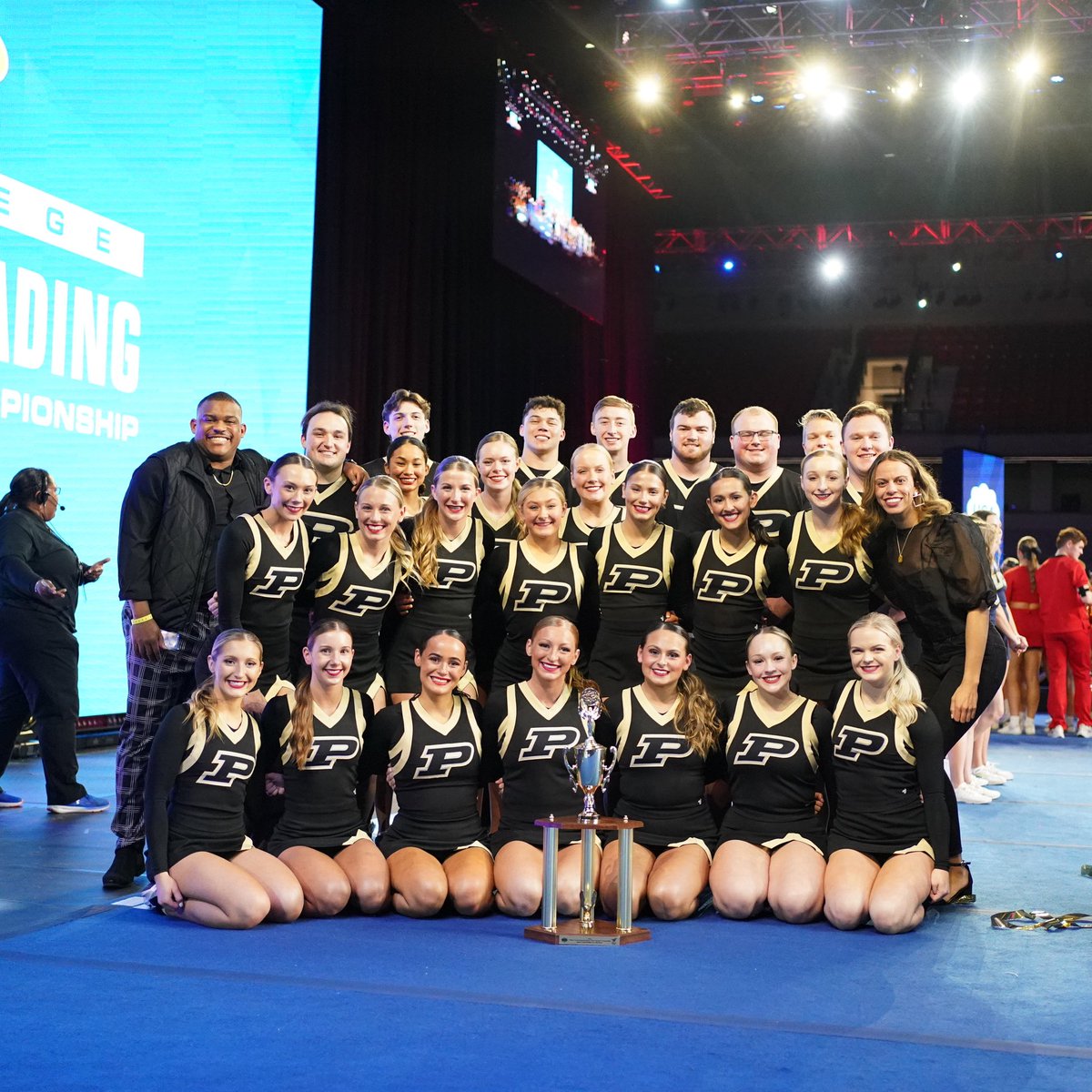 PurdueCheer's tweet photo. Closing out UCA College Nationals Top 5 in the Nation! Boiler Up! https://t.co/NvW8BNaPYx