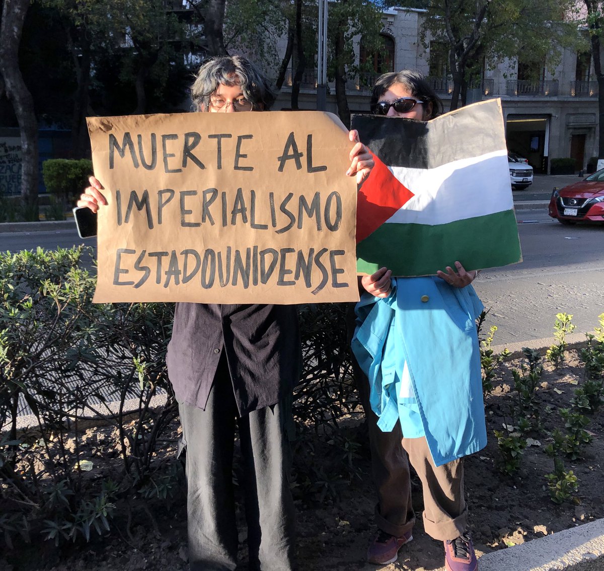 “Death to American imperialism” seen in Mexico City. ❤️🖤🤍💚 #CDMX #March4Gaza