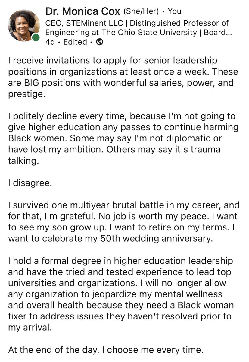 I wrote this post on LinkedIn 4 days ago. It’s worth bringing over here. It’s time for many people to make some choices.