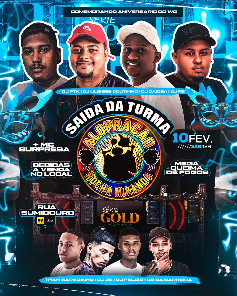 Alopracao23's tweet photo. DIA 10 DE FEVEREIRO TEM A MEGA SAÍDA DA TURMA ALOPRAÇÃO MAIS UM ANO PARANDO TUDO , TODAS AS TURMAS CONVIDADAS 🎉🥳🎭

BEBIDA A VENDA NO LOCAL🍺🍻

SUPER QUEIMA DE FOGOS E OS TOPS DJS TOCANDO A NOITE TODA COM O SOM DA *SÉRIE GOLD*🎶🕺🏿💃 

COMEMORANDO ANIVERSÁRIO DO WG  👑 https://t.co/EiK5O5P4fx
