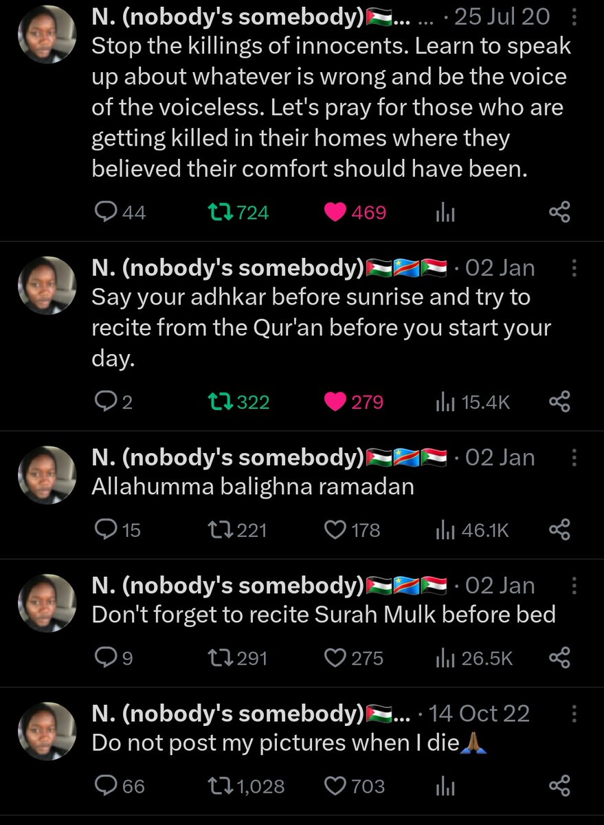 LocalGaddafy's tweet photo. These were Nabeeha's tweets, may Allah have mercy on her gentle soul and grant her Jannah.

They broke into their home, kidnapped them and murdered her.

Home, not road, not forest, not school, not wrong place wrong time, home fgs!

Allahumma alaika bihim. #Najeebahandhersisters https://t.co/5xT0WgUDIg