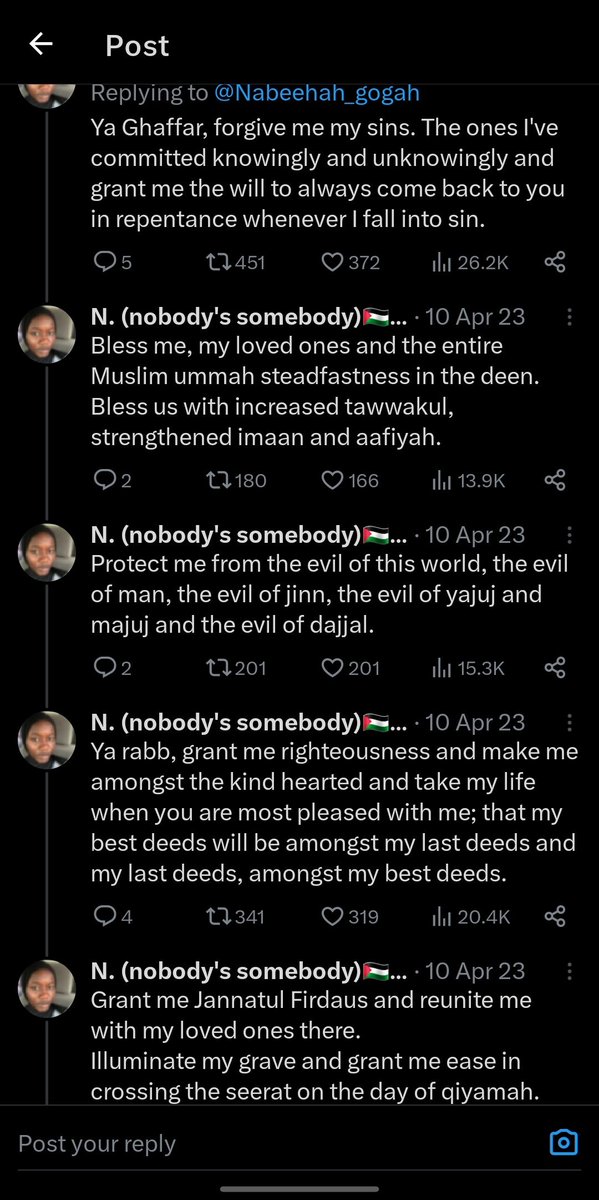 These were Nabeeha's tweets, may Allah have mercy on her gentle soul and grant her Jannah.

They broke into their home, kidnapped them and murdered her.

Home, not road, not forest, not school, not wrong place wrong time, home fgs!

Allahumma alaika bihim. #Najeebahandhersisters