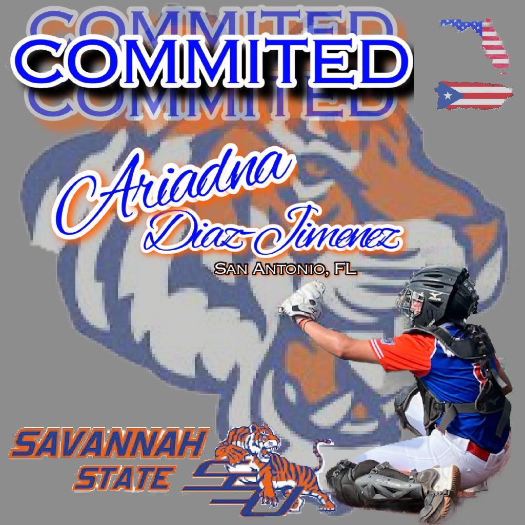 AriDiazJimenez's tweet photo. So excited to announce my commitment to Savannah State University! Go Tigers!!💙🧡🐅 @SSU_Softball https://t.co/OJKWpoJDUn