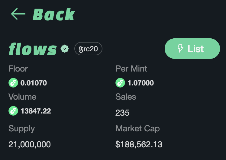 fixesWorld's tweet photo. GM, Jan 14 🪩 1:00 AM UTC 

The first-day volume of the $FLOWS market reached 13847.22 $FLOW with 1.07 $FLOW per mint floor (that means 50x for early minters and 10x for the average minting price).

🗒️Some hidden mechanisms in the transaction will bring more fun gameplay in the future.😜
💕This is just the beginning.
#𝔉rc20 #Inscriptions #onFlow