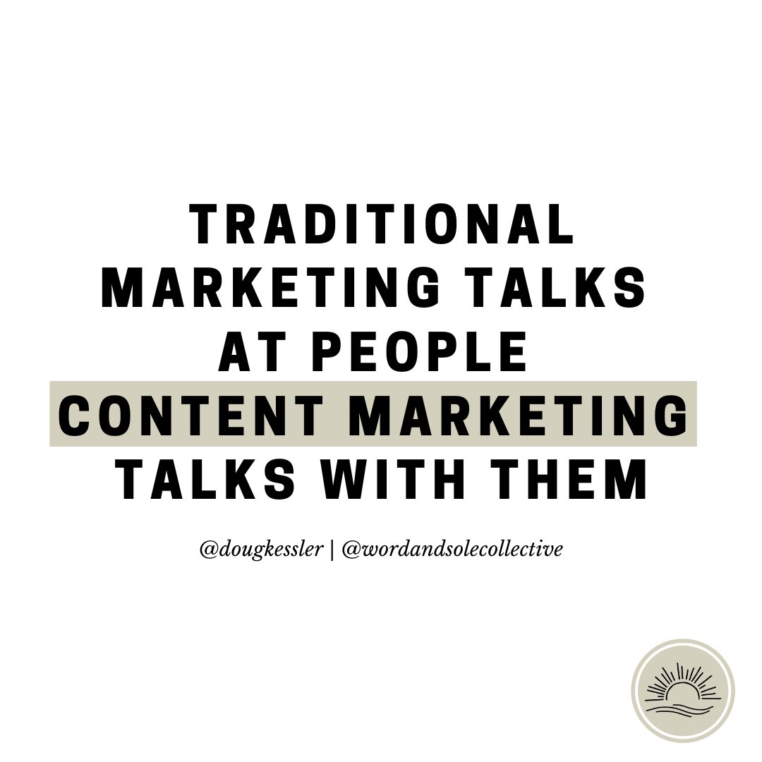 wordandsole's tweet photo. If you're a creative person, writer, business owner, entrepreneur, or simply someone who wants to make an impact, you need to understand this fundamental difference in marketing.

If your biz/brand isn't talking with your audience, perhaps it's time to make a change. #wordandsole https://t.co/n6CEHwJISd