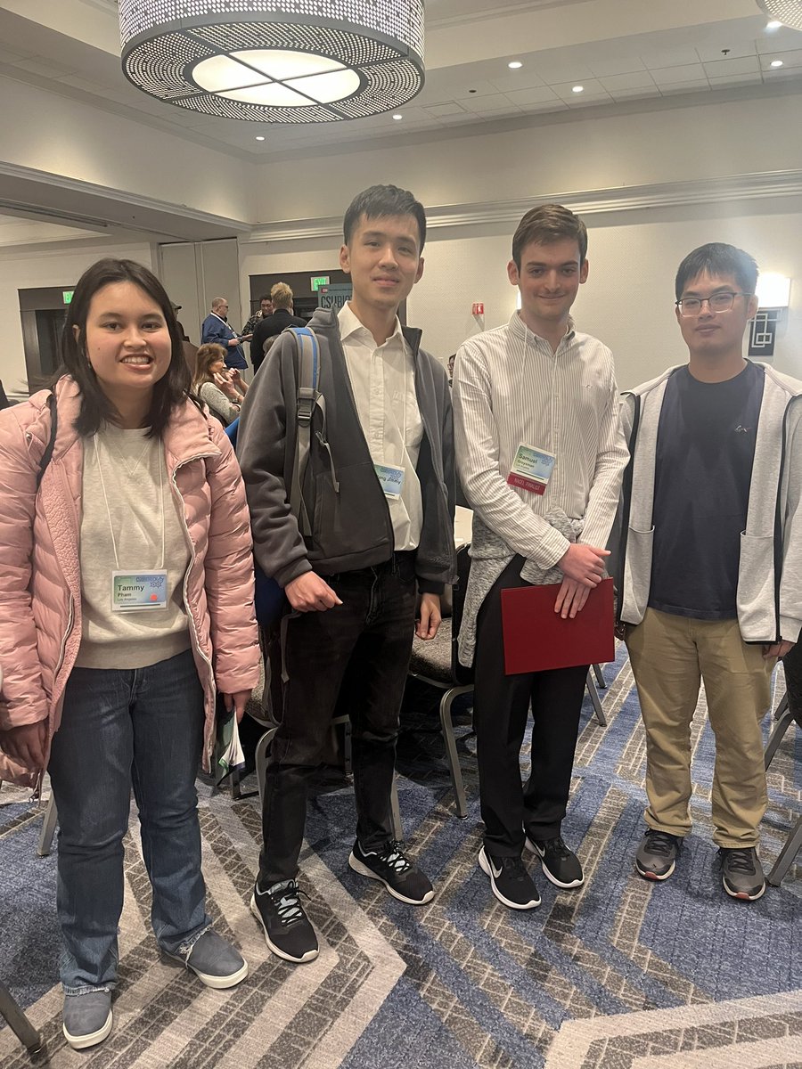 csula_echem_yw's tweet photo. So proud of all my students, Tammy, Samuel, Tony, and Jimmy, who presented at CSU ANNUAL BIOTECHNOLOGY SYMPOSIUM. And big congratulations to Samuel in winning the Glenn Nagel Undergraduate Student Research Award! #csubiotech https://t.co/w5yOt5Xlsl