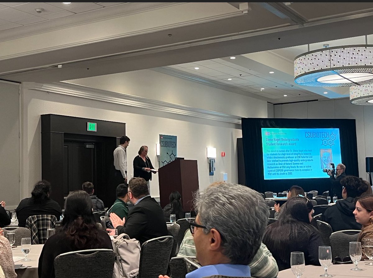 csula_echem_yw's tweet photo. So proud of all my students, Tammy, Samuel, Tony, and Jimmy, who presented at CSU ANNUAL BIOTECHNOLOGY SYMPOSIUM. And big congratulations to Samuel in winning the Glenn Nagel Undergraduate Student Research Award! #csubiotech https://t.co/w5yOt5Xlsl