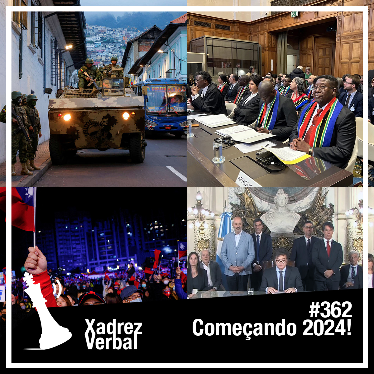XadrezVerbal's tweet photo. Mais um ano que se inicia e mais de seis horas pra vocês na edição 362 do podcast Xadrez Verbal! Equador, o primeiro mês de Milei, acusação de genocídio contra Israel pela África do Sul, e muito mais!

No seu agregador favorito de podcasts!

Compartilhe!

https://t.co/sETkS6NyDl https://t.co/W7i8CVSE3q