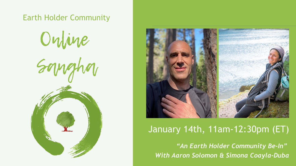 You are invited to an Earth Holder Community Be-In, tomorrow, Sun. Jan 14th at 11am ET (New York). Join us for a celebration as we welcome in 2024 with the first online sangha of the new year. You are encourage to bring a song, poem, aspiration, etc. to share with the EHC! ☀️🦋