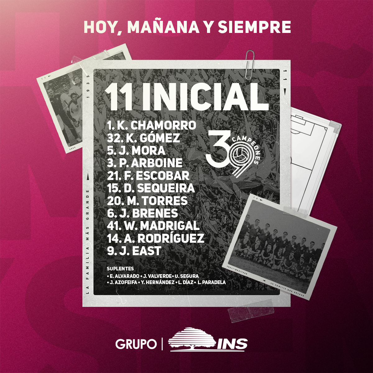 1️⃣1️⃣ ¡Arranca el torneo y este es el primer once inicial del TRICAMPEÓN! 😈🔥

👉🏻 <a href="/grupo_ins/">Grupo INS</a>