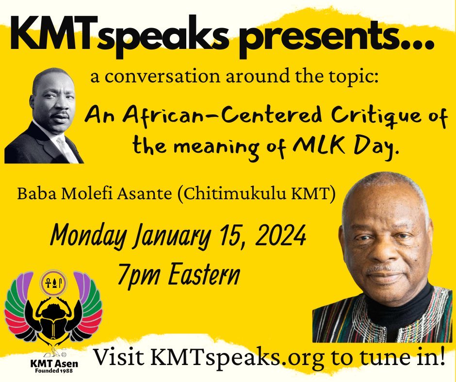 AyizeS's tweet photo. Ready? Join us 1/15/24 at 7pm 👇🏾! Go 2 https://t.co/xdViaBiSxf  2 register #Kmt4Life! @thehiphopscholr @profleejones @anukmt @ProfRonSullivan @CharlesWMcKinn2 @c_fpeterson @queenie4rmnola @esglaude @BIGNelPower @dijoni @AfricanaCarr @kinspire2 @reevesalfred @unfoldthesoul https://t.co/mJOwjZOw9g