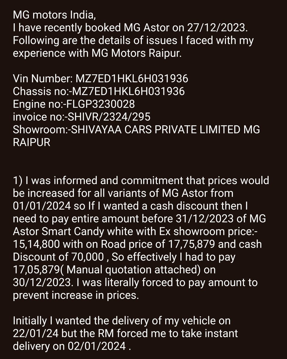titresagar's tweet photo. @MGMotorIn Need Urgent help on the matter. https://t.co/7ZzH6J06Xy