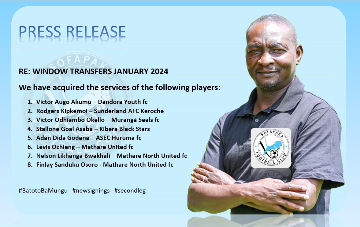FC_Sofapaka's tweet photo. 🎉🎊🎉🎊🎉🎊
Our new members and their former teams.
Lets help our coach welcome them to #BatotoBaMungu
@OyandoRonny @Officialfkfpl @mediaguruh @LaLigaEN @AllanKaranJah
#newsignings #football #windowtransfer #AFCON2024 https://t.co/03kpXsGpjA