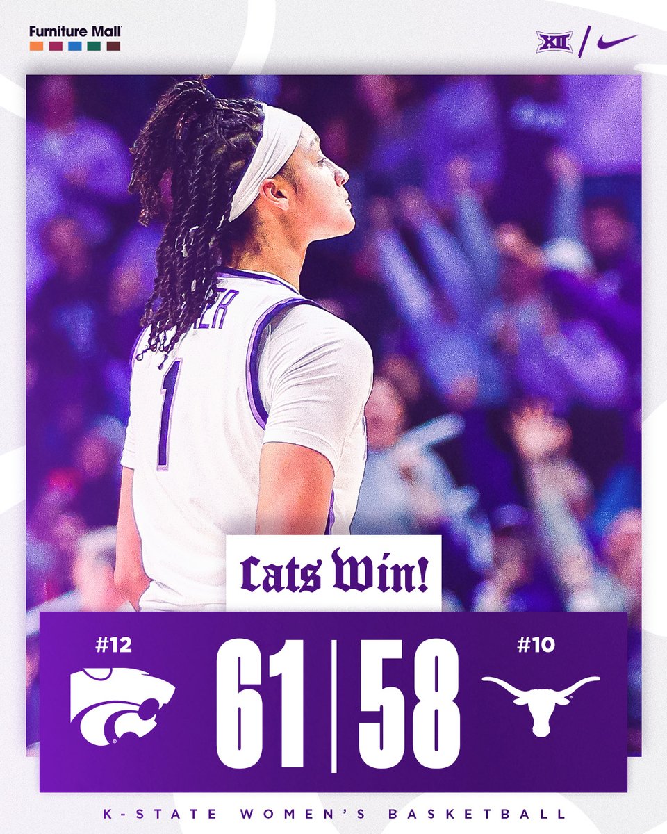 KStateWBB's tweet photo. 'CATS WIN ‼️

#KStateWBB https://t.co/kThEq52sp2