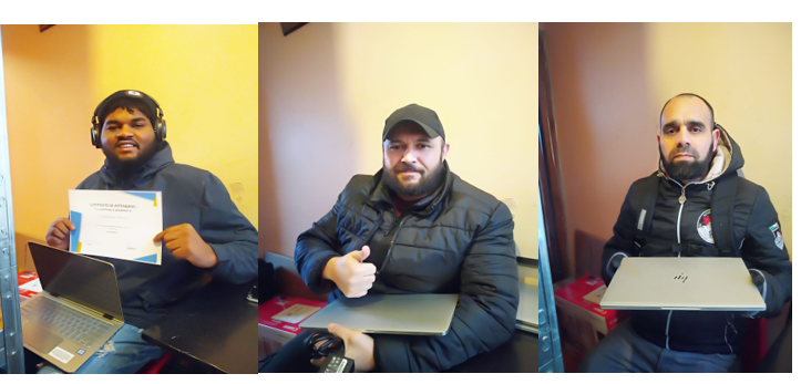 FREE laptop gifted to asylum seekers after 8 weeks of computer classes. Now, they are confident enough to use online services. This will help them in their entire lives.