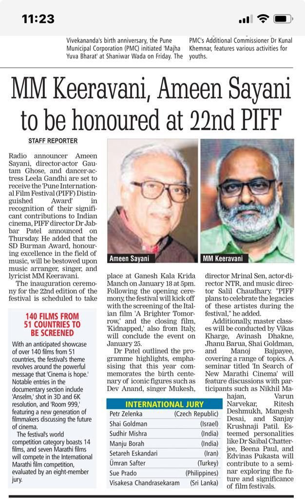 Growing up in a small town, exposed to Hindi music through binaca geethmala and other world music through radio, being a huge fan SD Burman..this award may mean a lot more than Oscar for @mmkeeravaani 🤗🤗💙